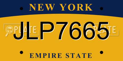 JLP7665 New York License Plate