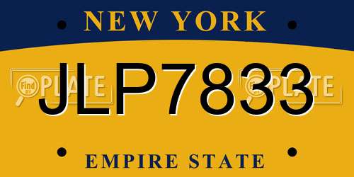 JLP7833 New York License Plate