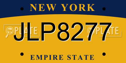 JLP8277 New York License Plate
