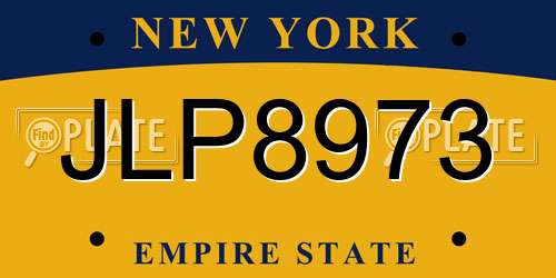 JLP8973 New York License Plate