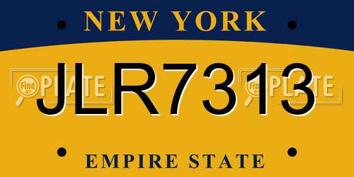 JLR7313 New York License Plate