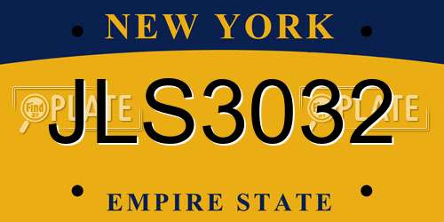 JLS3032 New York License Plate