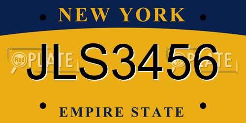 JLS3456 New York License Plate