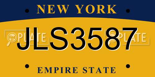 JLS3587 New York License Plate