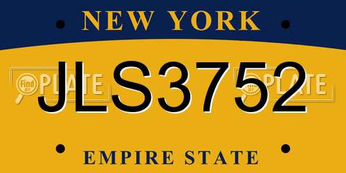 JLS3752 New York License Plate