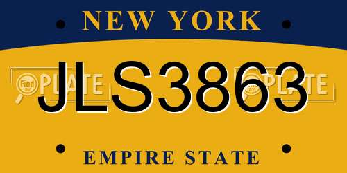 JLS3863 New York License Plate