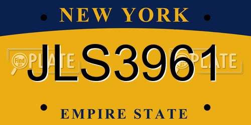JLS3961 New York License Plate