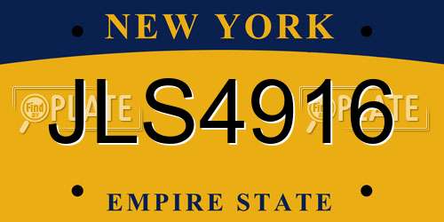 JLS4916 New York License Plate