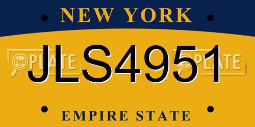 JLS4951 New York License Plate