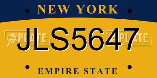JLS5647 New York License Plate