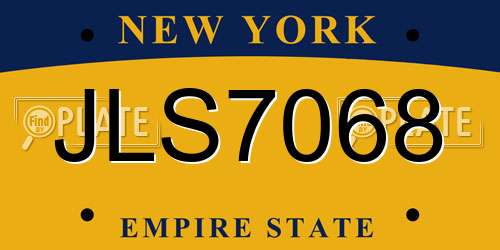 JLS7068 New York License Plate