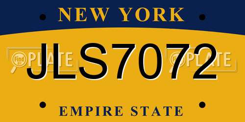 JLS7072 New York License Plate
