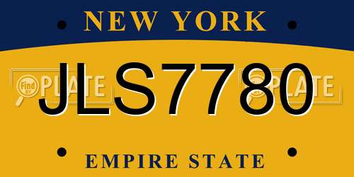 JLS7780 New York License Plate