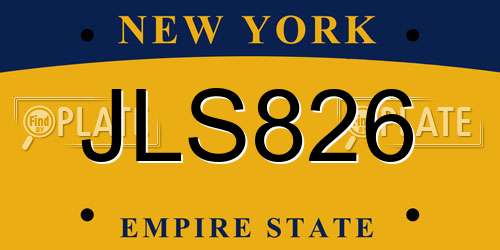 JLS826 New York License Plate