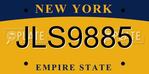 JLS9885 New York License Plate