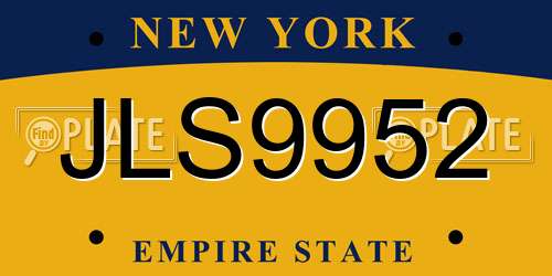 JLS9952 New York License Plate