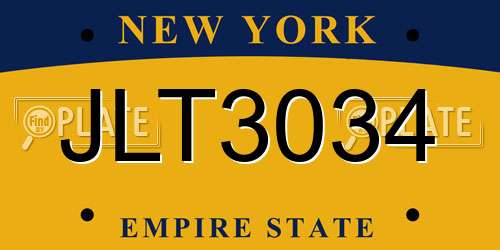 JLT3034 New York License Plate