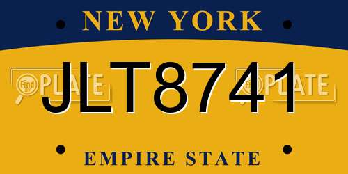 JLT8741 New York License Plate