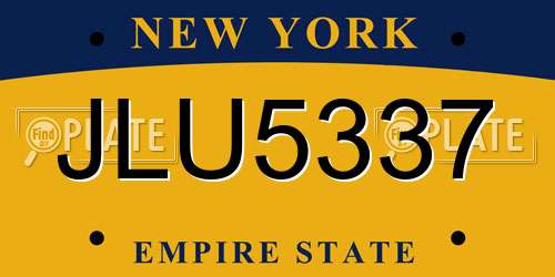 JLU5337 New York License Plate