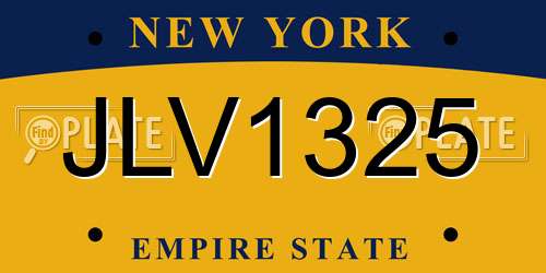 JLV1325 New York License Plate