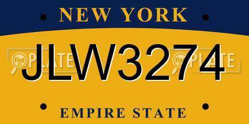 JLW3274 New York License Plate