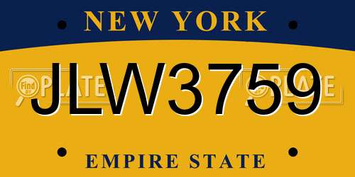 JLW3759 New York License Plate