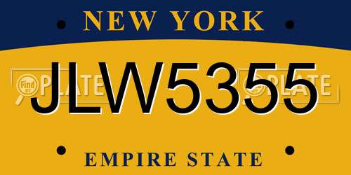JLW5355 New York License Plate