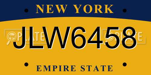 JLW6458 New York License Plate