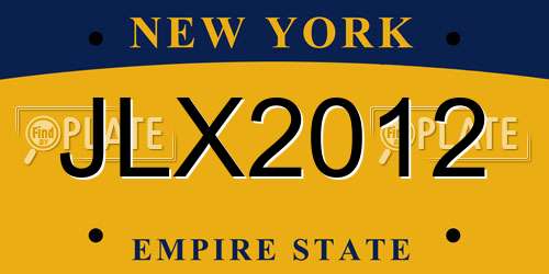 JLX2012 New York License Plate