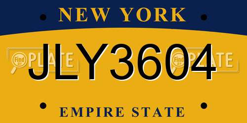 JLY3604 New York License Plate