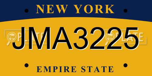 JMA3225 New York License Plate