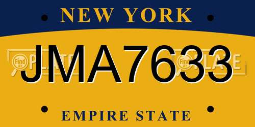 JMA7633 New York License Plate