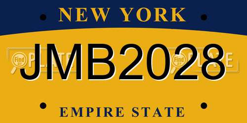 JMB2028 New York License Plate