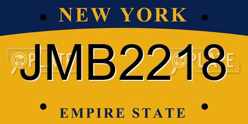JMB2218 New York License Plate