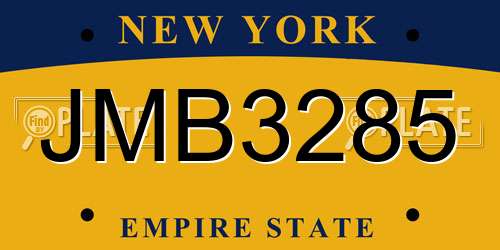 JMB3285 New York License Plate