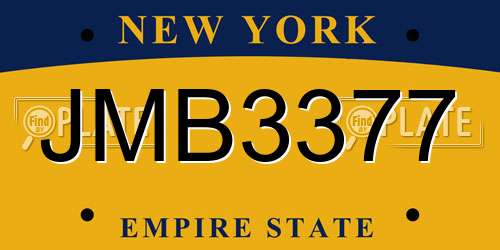 JMB3377 New York License Plate