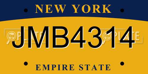 JMB4314 New York License Plate