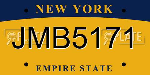 JMB5171 New York License Plate