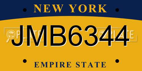 JMB6344 New York License Plate