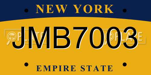 JMB7003 New York License Plate