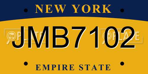 JMB7102 New York License Plate