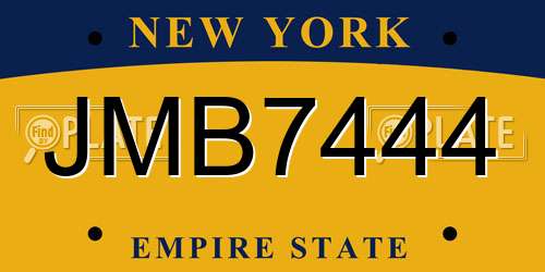 JMB7444 New York License Plate