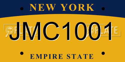 JMC1001 New York License Plate