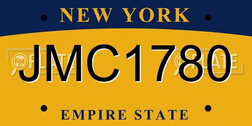 JMC1780 New York License Plate