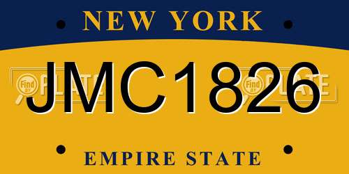 JMC1826 New York License Plate