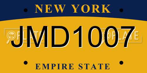 JMD1007 New York License Plate