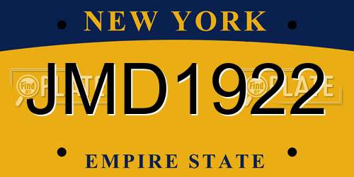 JMD1922 New York License Plate