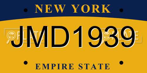 JMD1939 New York License Plate