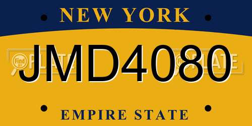 JMD4080 New York License Plate