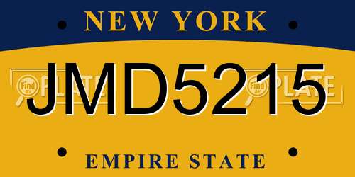JMD5215 New York License Plate